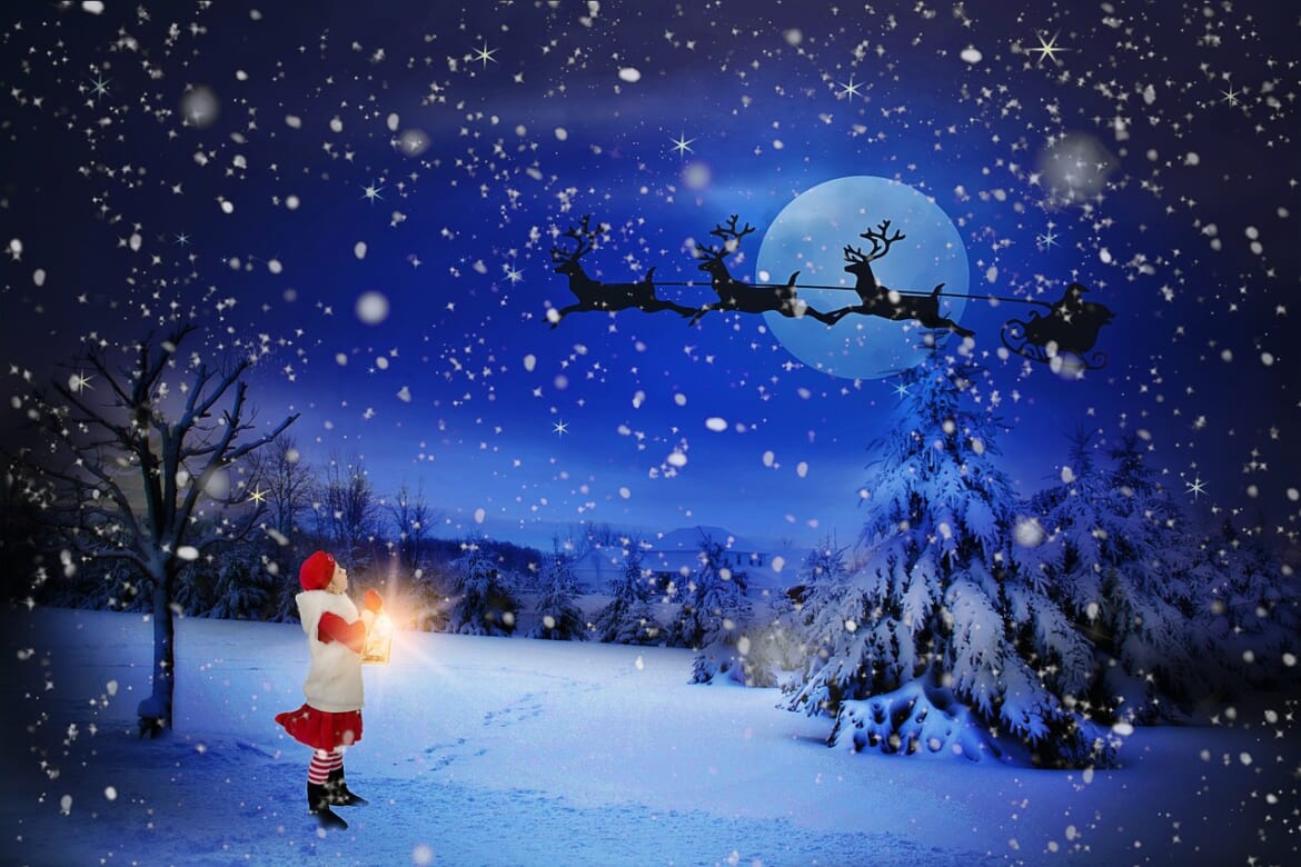 christmas eve santa over moon 1846481