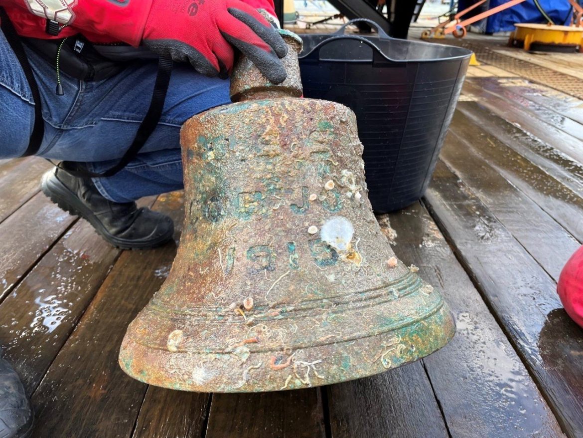 Historic Bell Recovered from USS Jacob Jones, First U.S. Destroyer Torpedoed in World War One - Photo Salmo