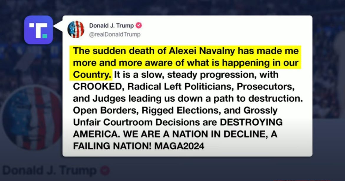 Trump Draws Parallels Between Navalny's Death and U.S. Legal Challenges