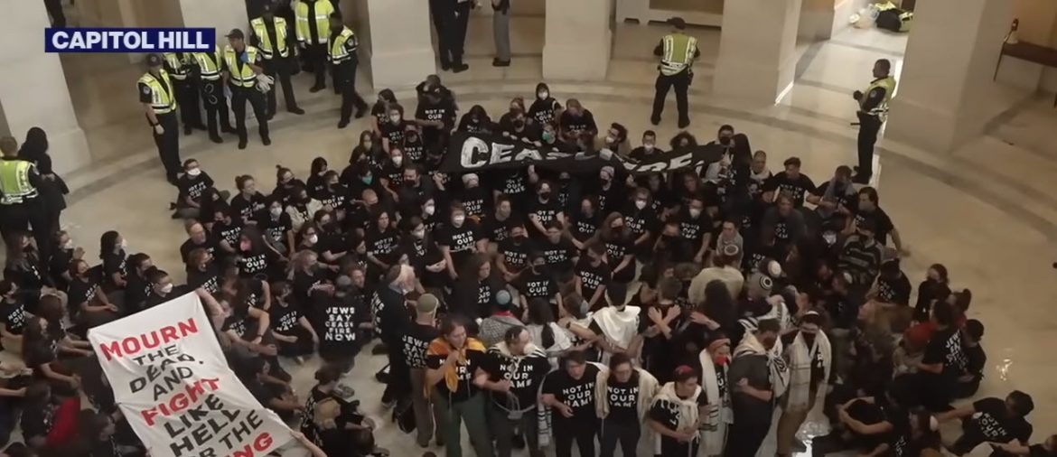 Protesters Rally at U.S. Capitol, Urging Ceasefire in Israel-Hamas Conflict