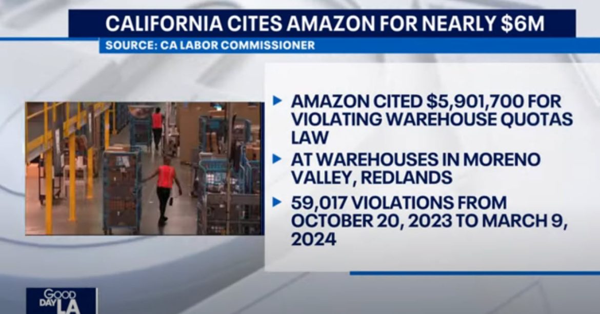 Amazon Fined for Violating California's Warehouse Quotas Law