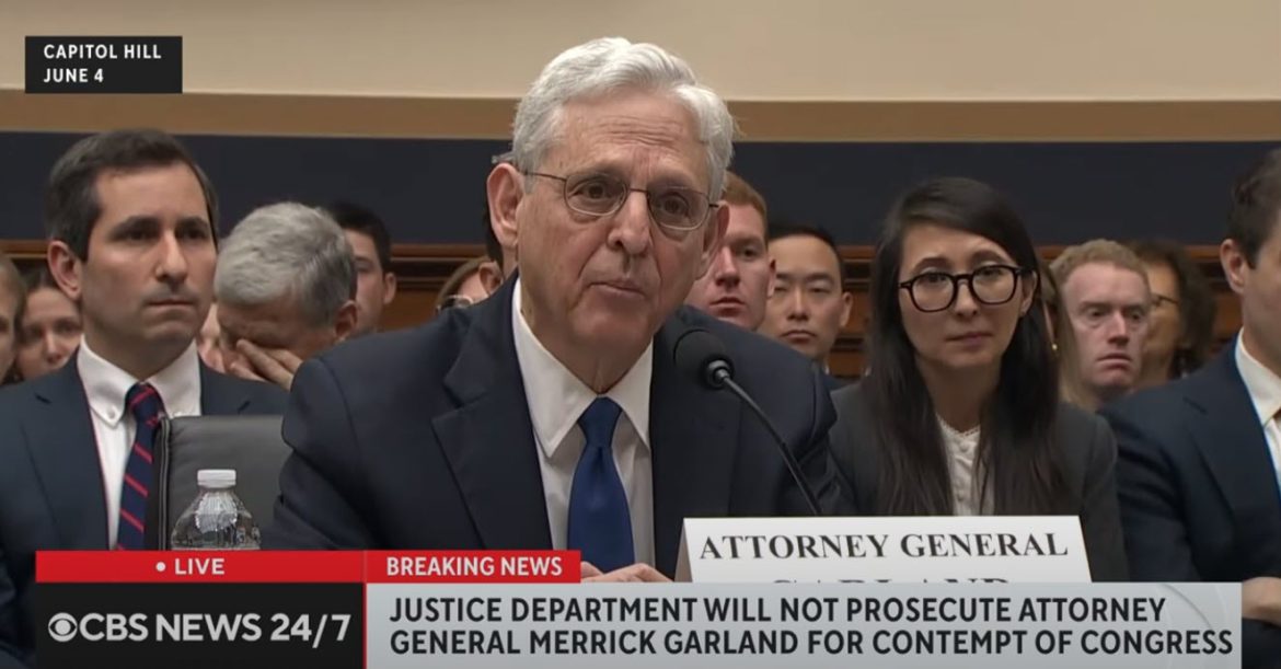 DOJ Will Not Prosecute Garland After Contempt Vote