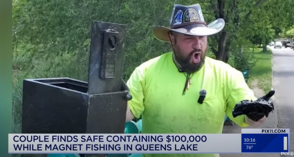 Magnet Fishing Couple Discovers Safe with $100K Cash in NYC Park