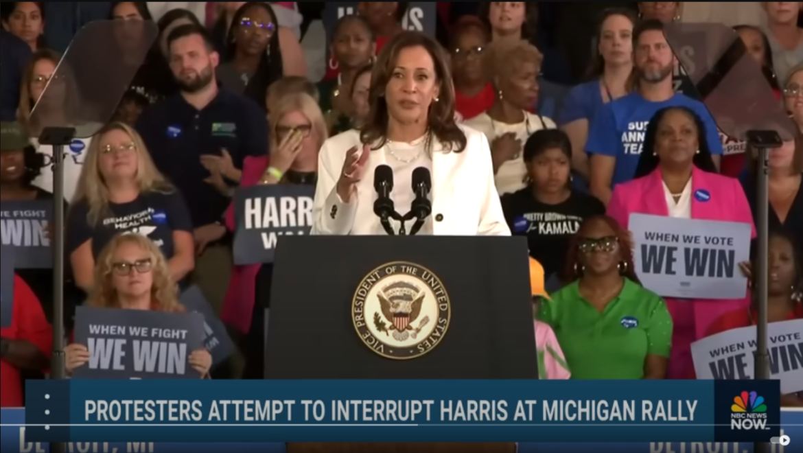 Kamala Harris Shuts Down Gaza Protesters in Detroit Rally: "I'm Speaking"