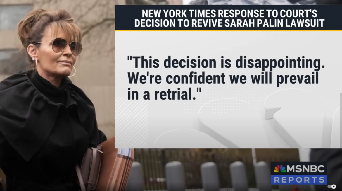 Sarah Palin Granted New Trial in New York Times Defamation Case