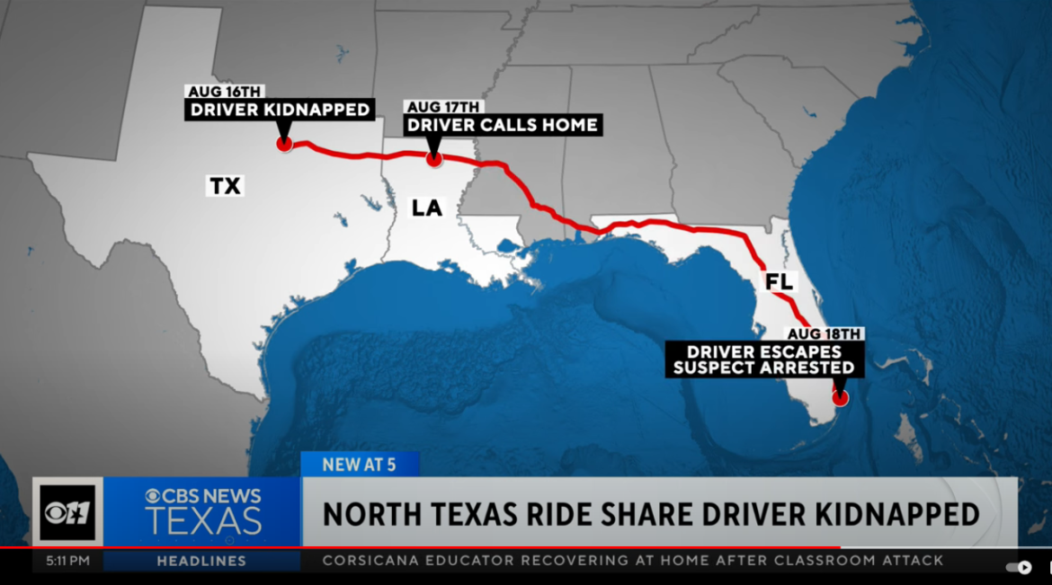 Texas Man Accused of Kidnapping Rideshare Driver in 1,300-Mile Ordeal