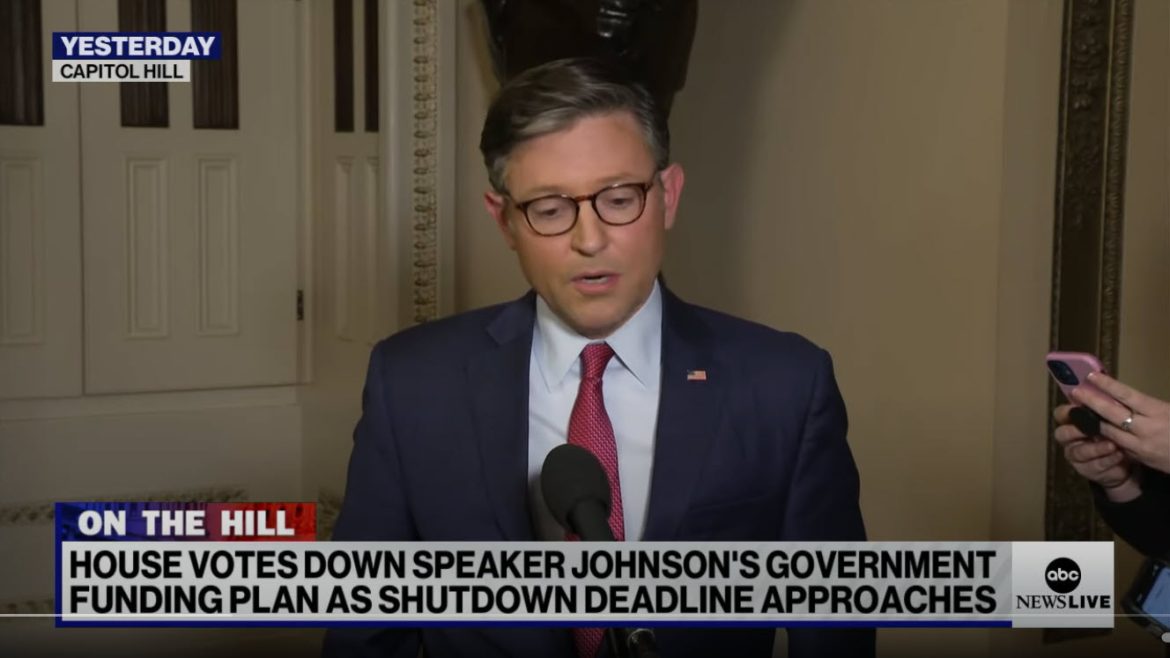 House Republicans Reject Speaker Mike Johnson's Spending Bill, Government Shutdown Looms