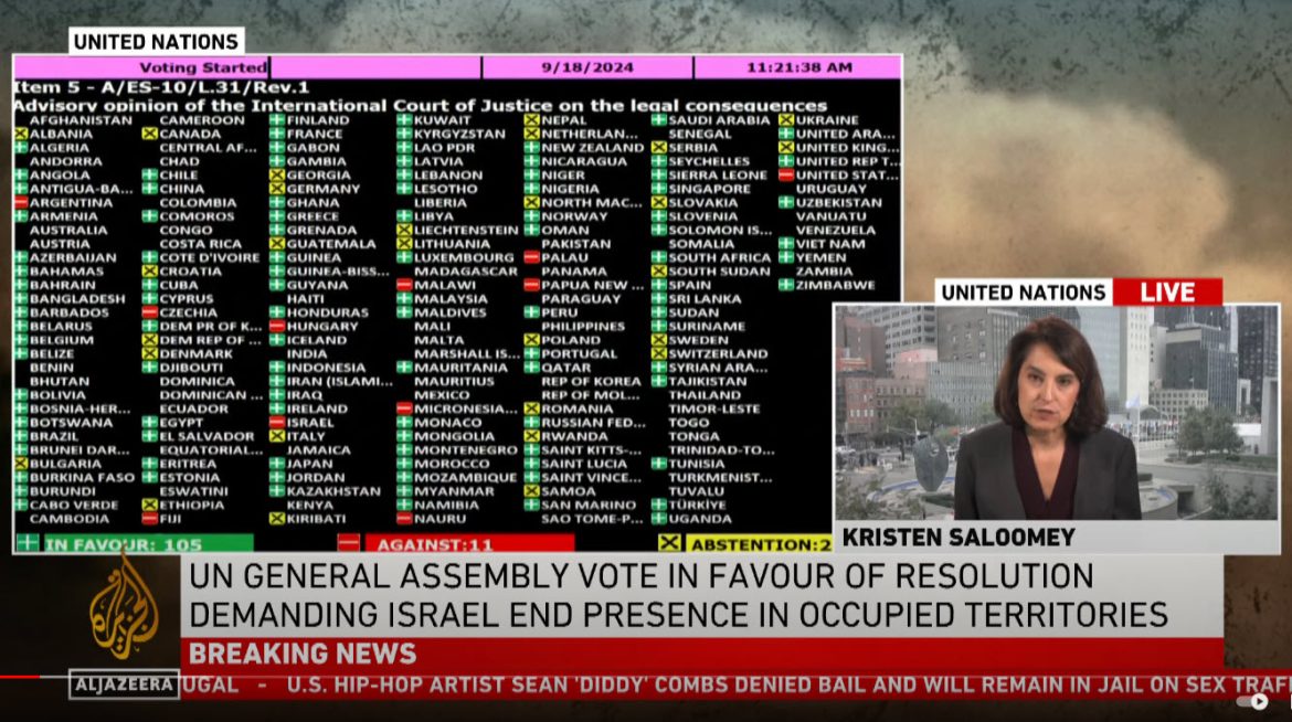 UN General Assembly Demands End to Israeli Presence in Palestinian Territory Within 12 Months