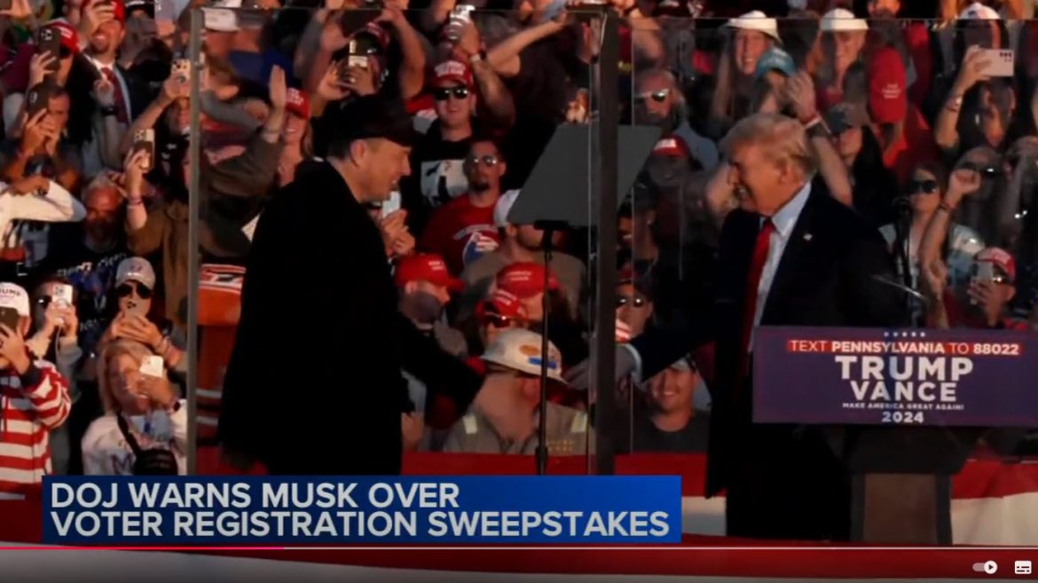 DOJ Warns Elon Musk About Potentially Illegal Giveaway to Voters