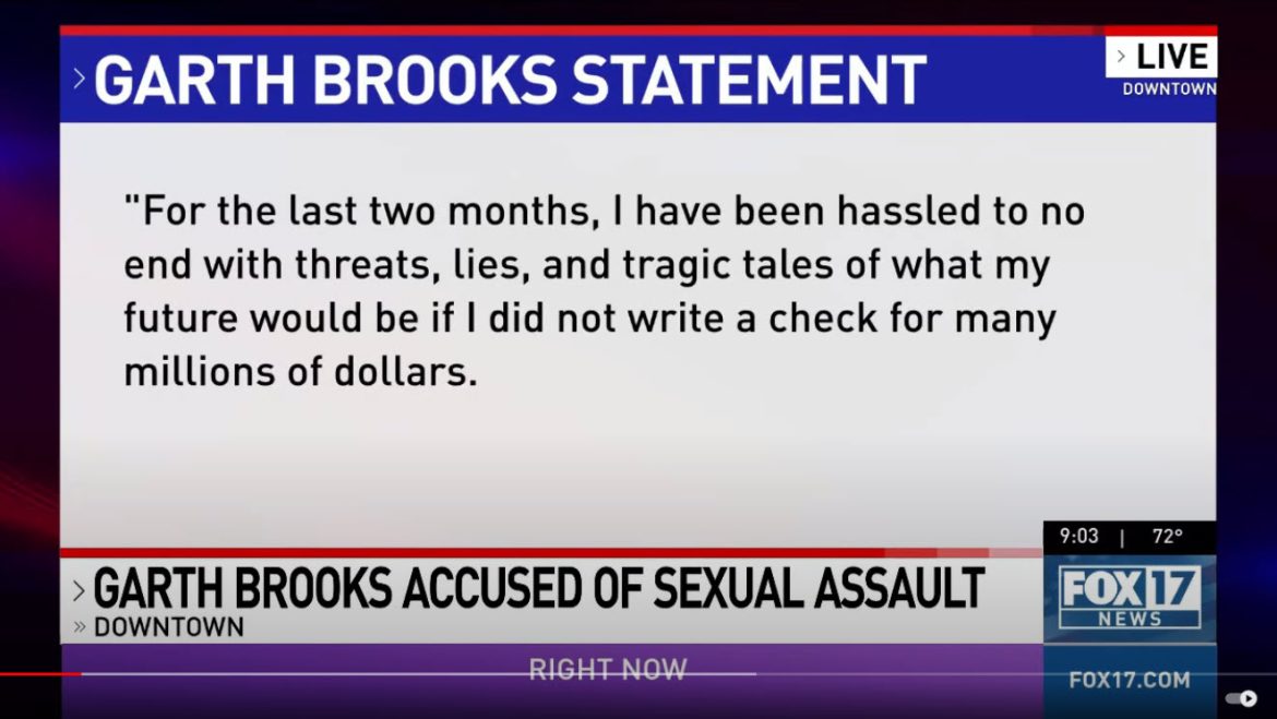 Garth Brooks Accused of Sexual Assault and Battery, Denies Allegations as Extortion