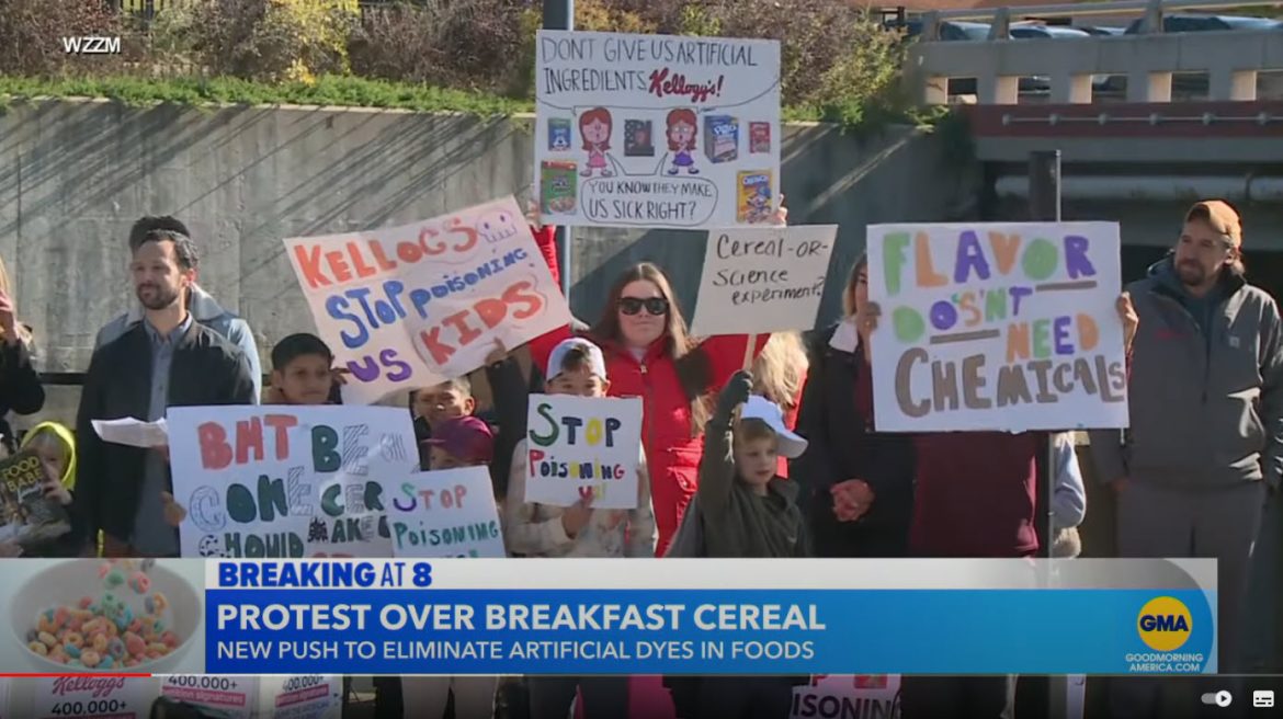 Protest Erupts at Kellogg's Headquarters Over Use of Artificial Ingredients