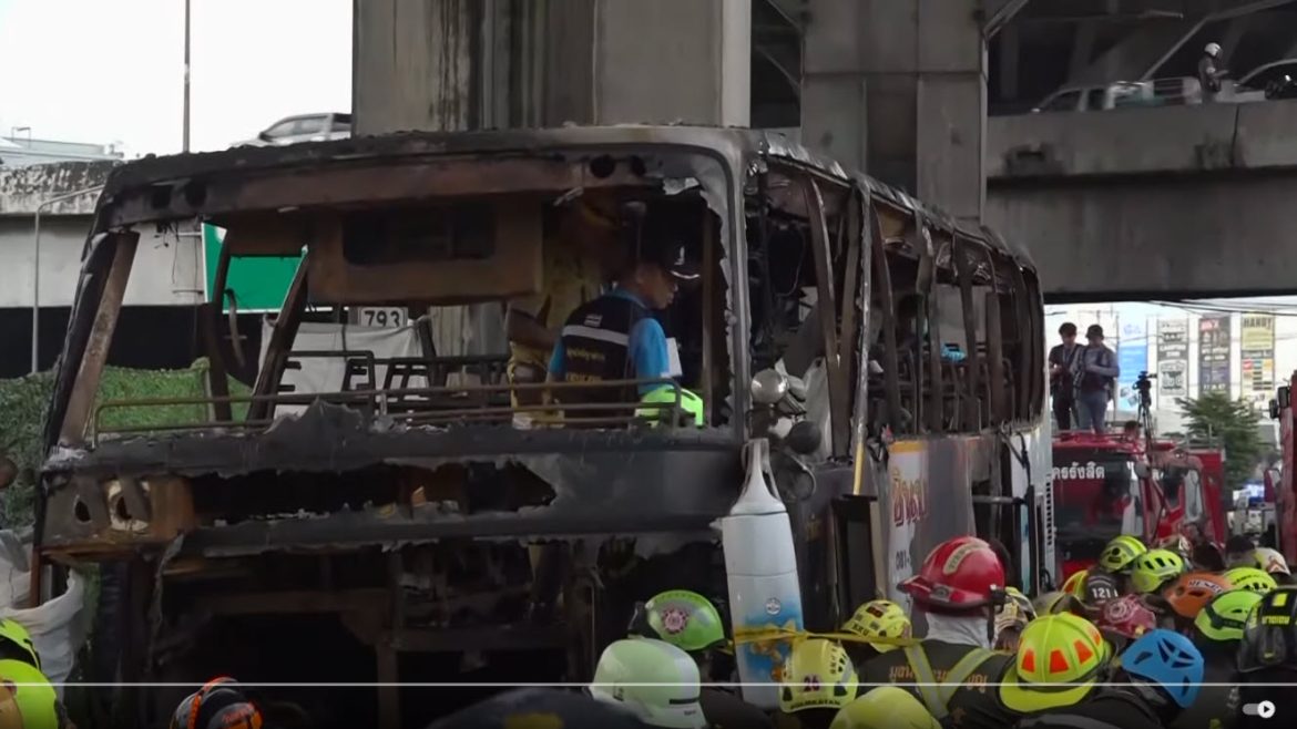 School Bus Catches Fire in Suburban Bangkok, Leaving Over 20 Feared Dead
