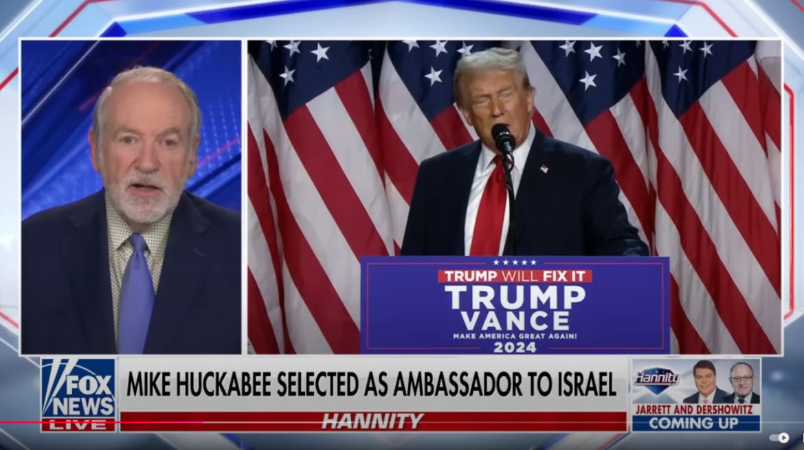 Mike Huckabee Appointed as U.S. Ambassador to Israel, Vows to Bring “A New Sheriff” Approach